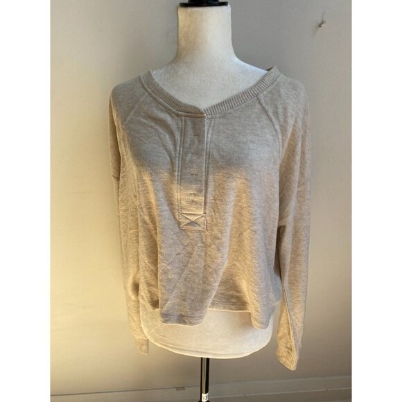 BP Bnwot Women Cropped Stitch Beige Oatmeal Supersoft Buttons - Picture 2 of 7